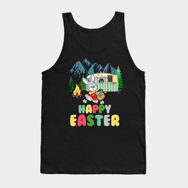 Camping Happy Easter Bunny Eggs Tank Top by danielsho90